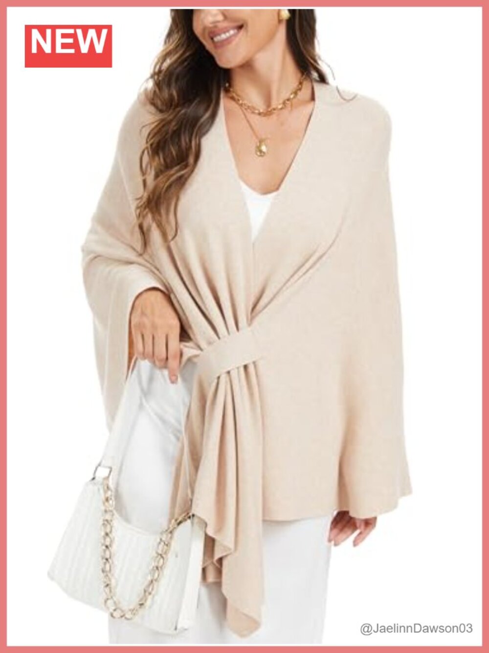 Viscose Open Front Poncho Wrap With Loop Design